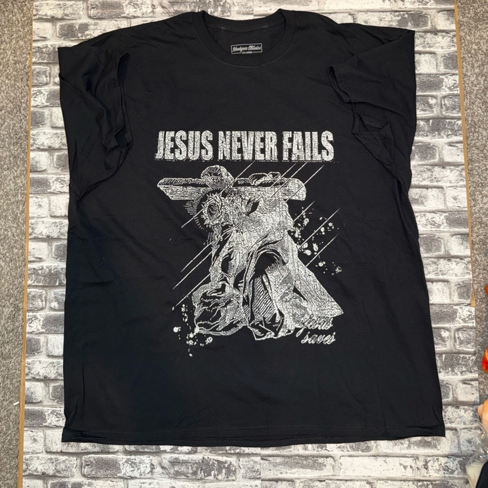 Headgear Classics Men's T-Shirt Jesus Never Fails - Black - Size 3XL